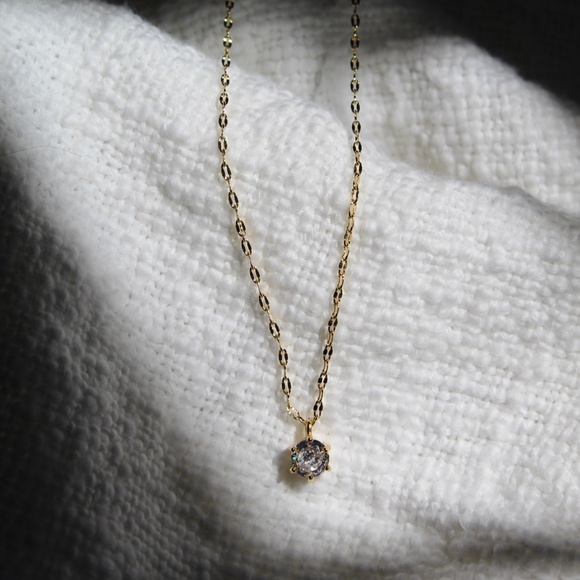 Sterling Silver Gold Gucci Chain with Cubic Zirconia Charm - Picture 6 of 7